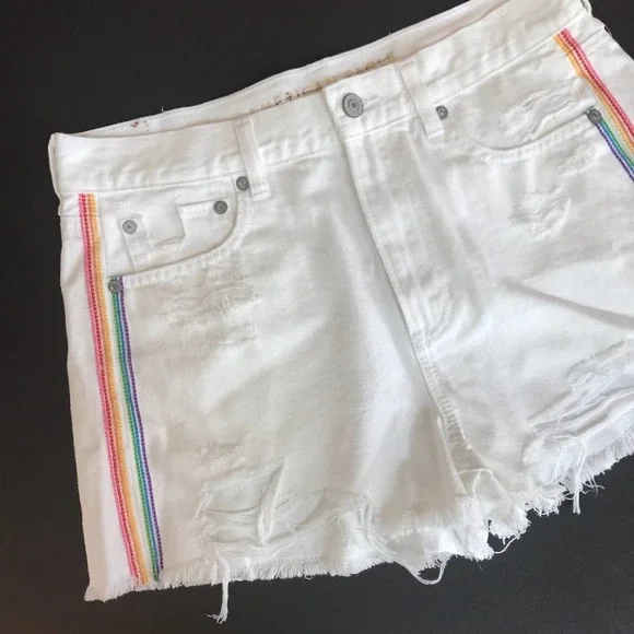 AE High Rise Distressed Denim Shorts - Picture 2 of 4